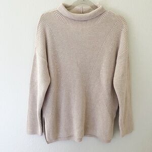 Express Taupe Chunky Knit Mock Neck Sweater